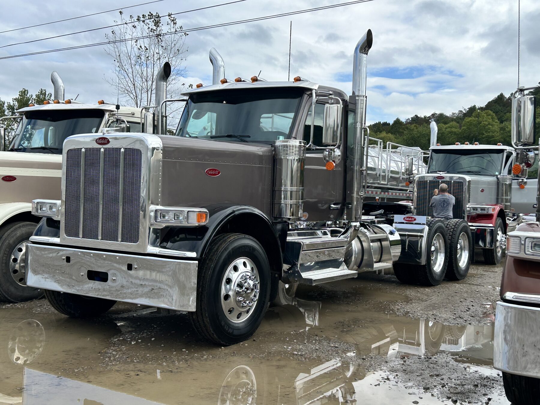 Brand new charcoal Peterbilt day cab in the Titan yard