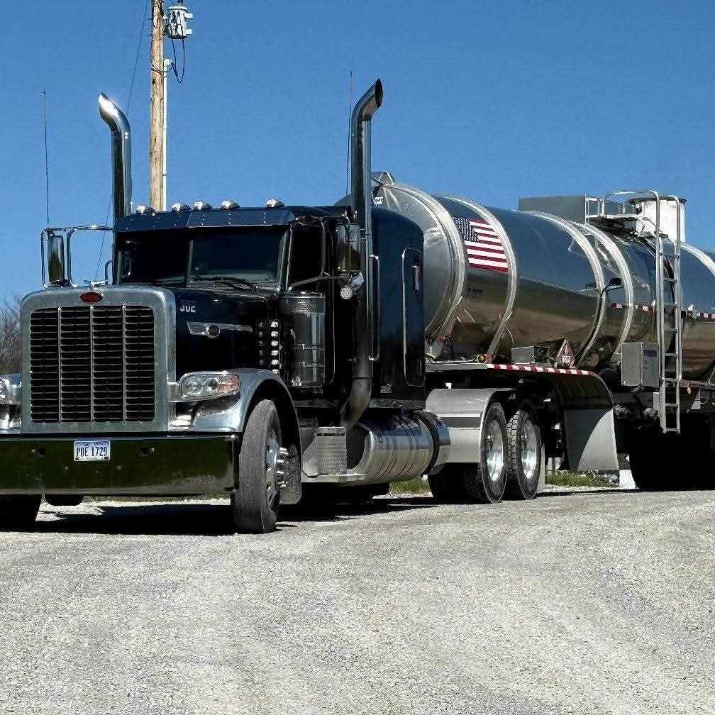 Black Titan Oil Peterbilt with an American flag crude tanker