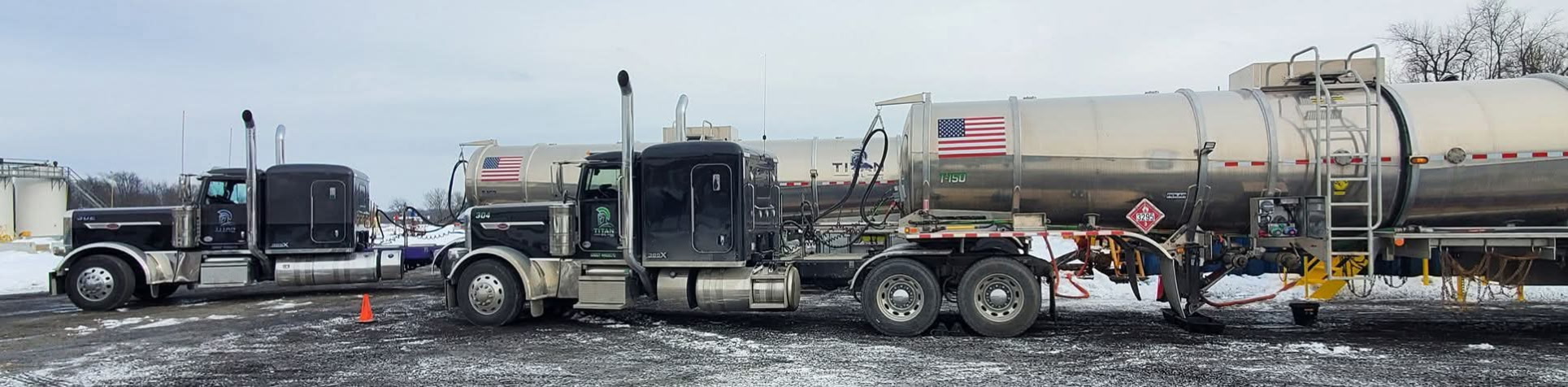 Two Titan Oil crude tankers staged on a winter morning